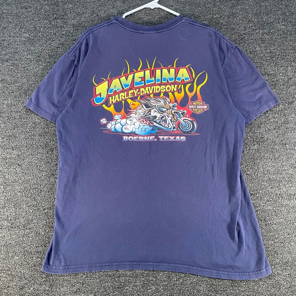 Harley-Davidson Graphic T-Shirt Mens XL Blue Good Javelina Boerne Texas Biker